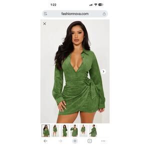 Green Fashion Nova faux wrap mini dress Size M
